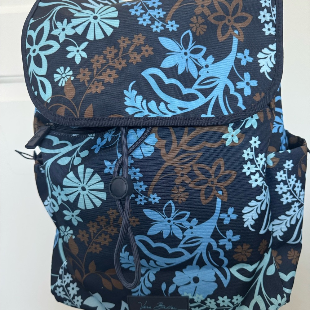 Vera Bradley Floral Backpack in Blue and Brown